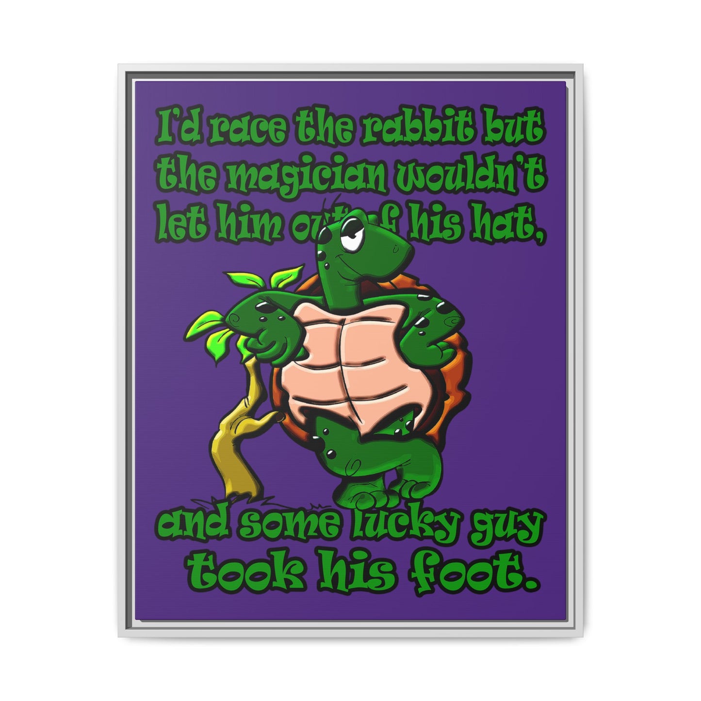 turtle race - framed canvas art (purple)