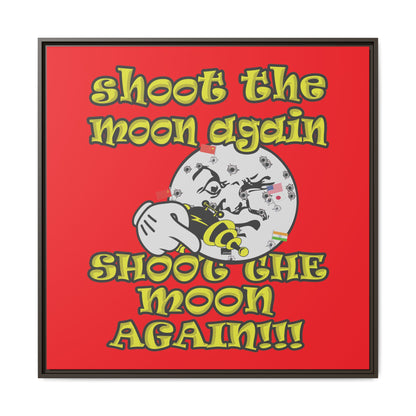 shoot the moon again - framed canvas art (red)