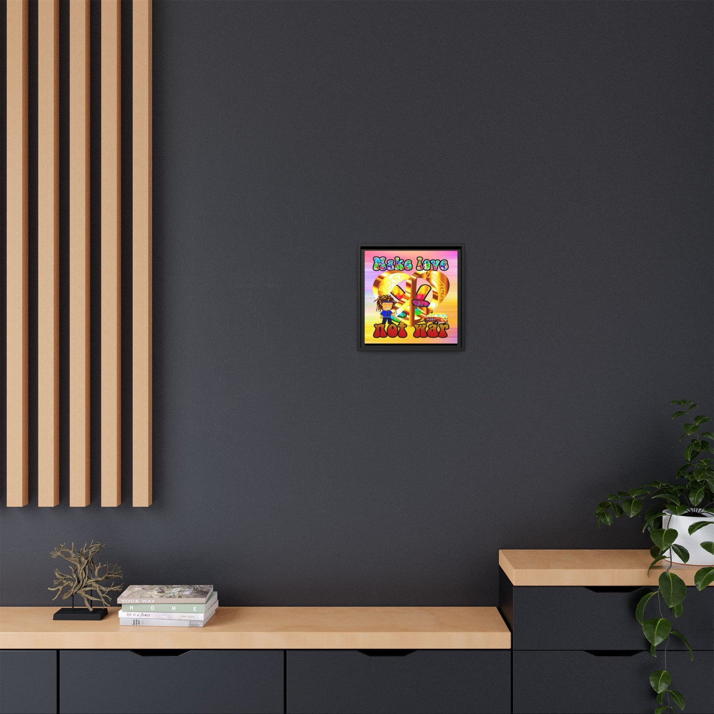 love peace - framed canvas art (color blur)