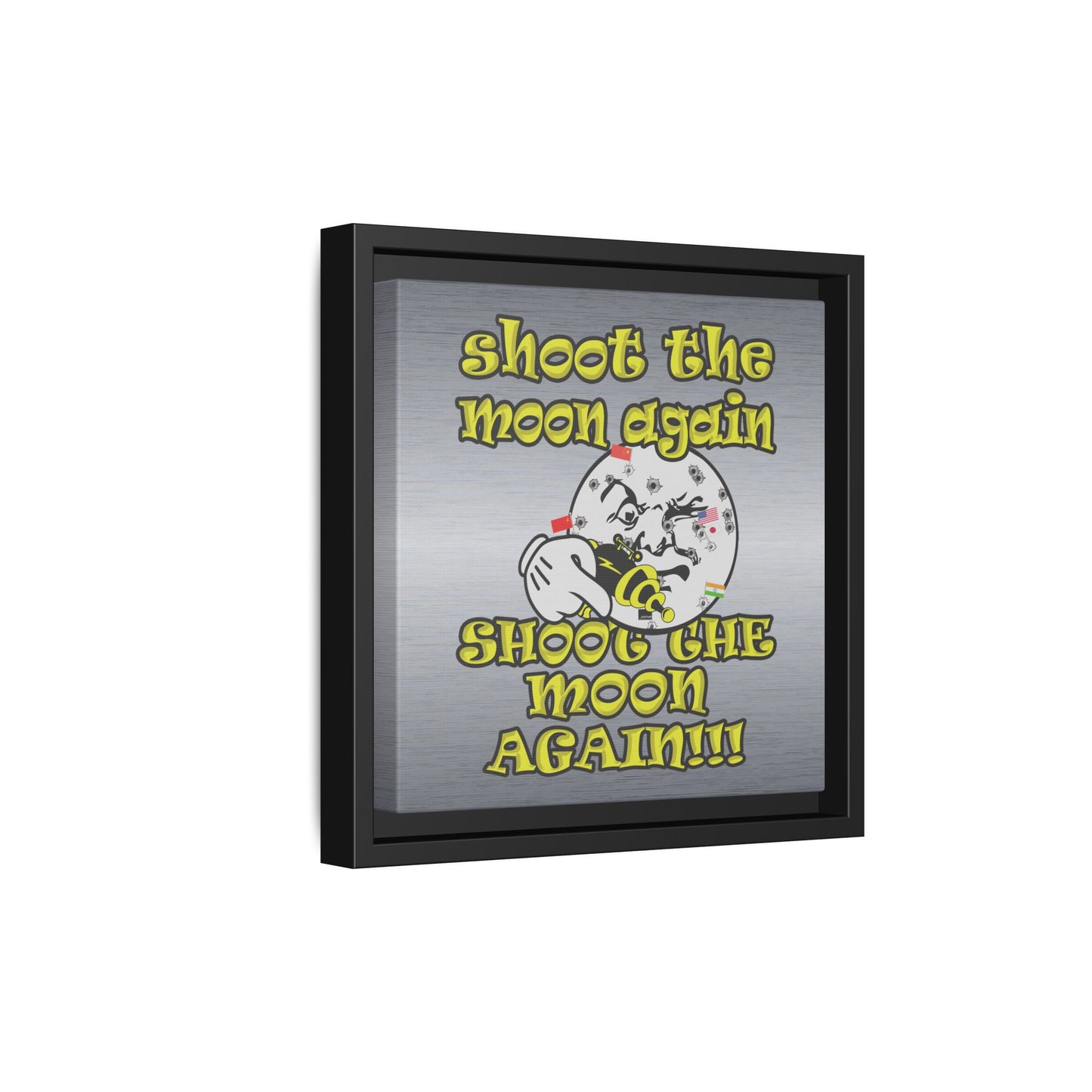 shoot the moon again - framed canvas art (brushed nickel)