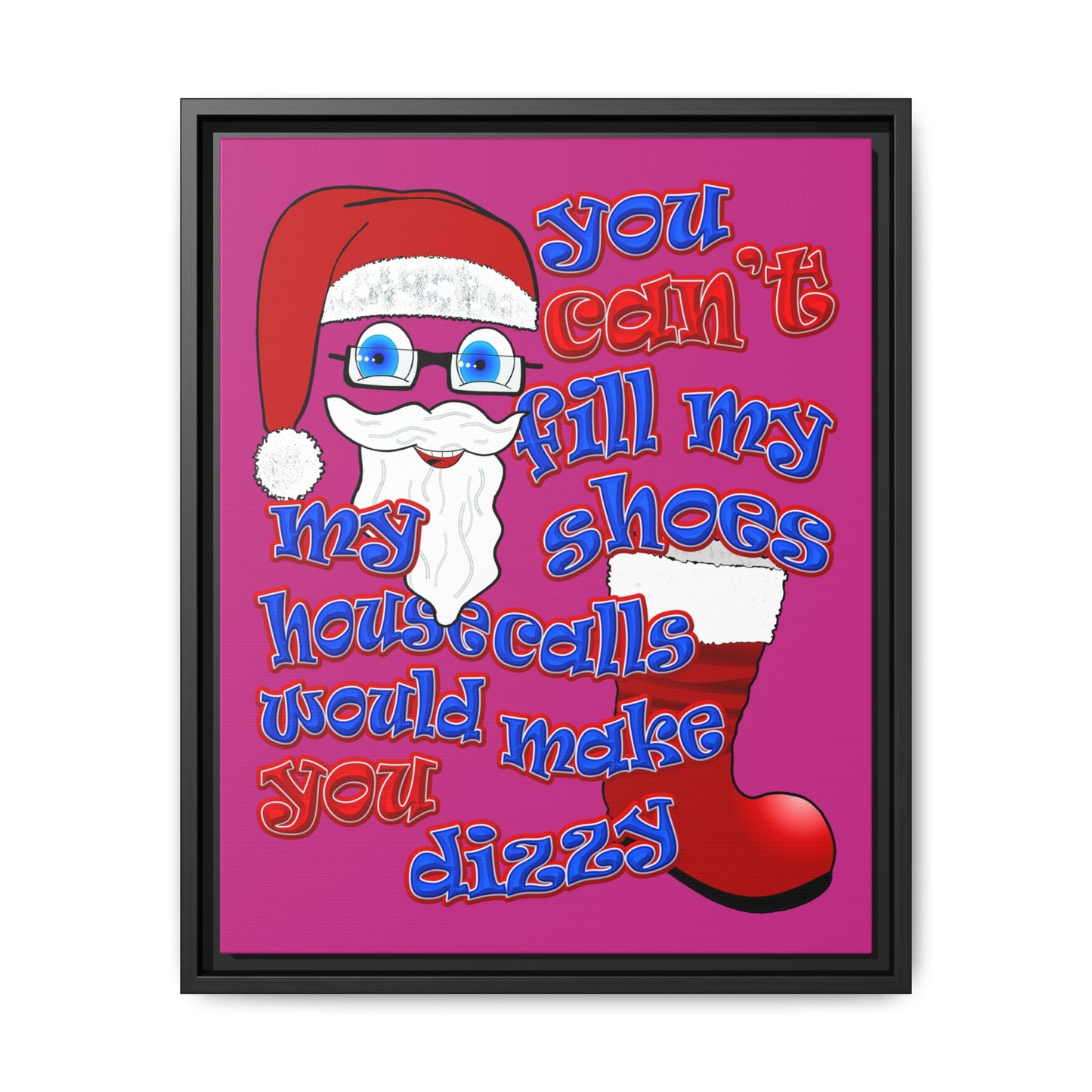 santa's shoes - framed canvas art (pink)
