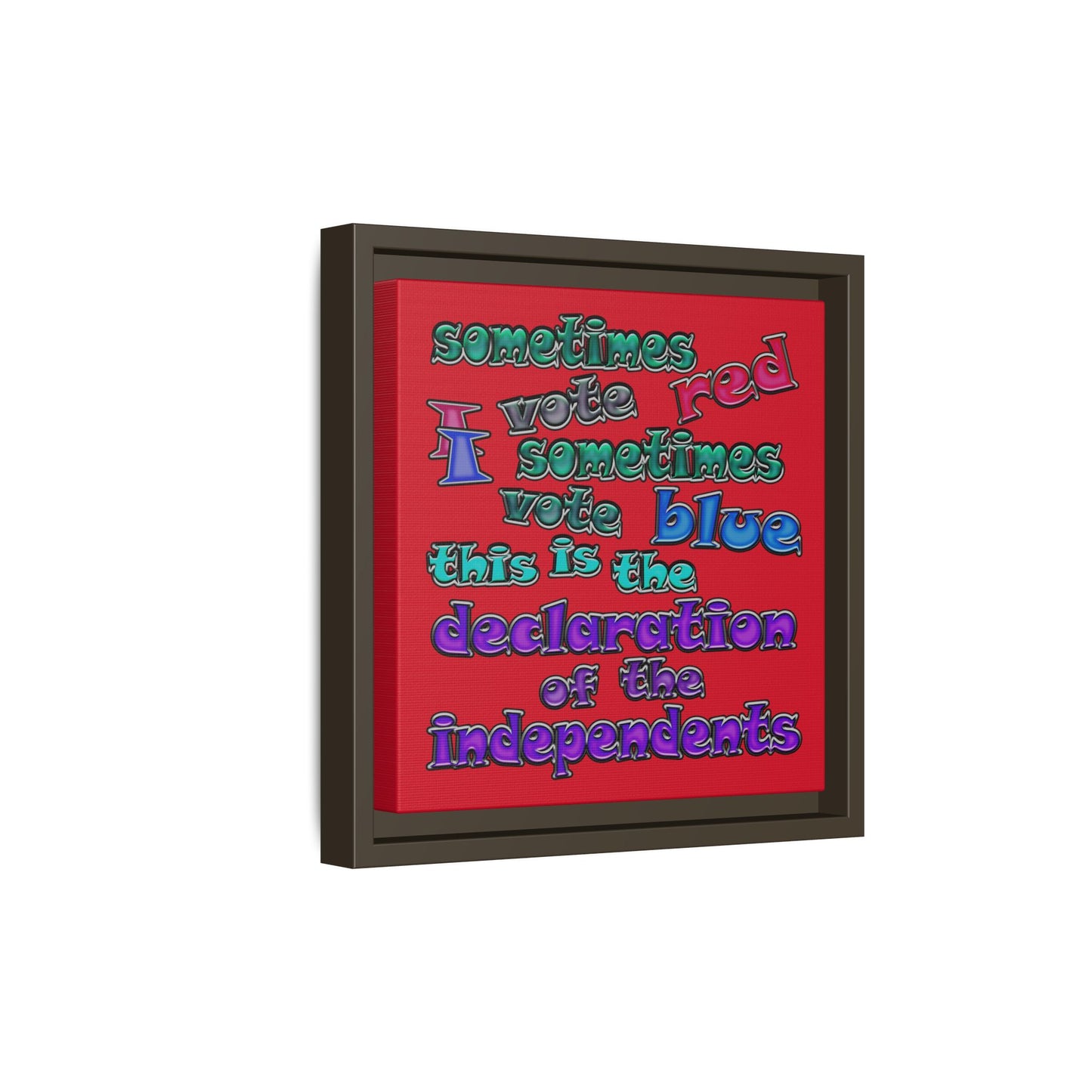 declaration of the independents - framed canvas art (dark red)