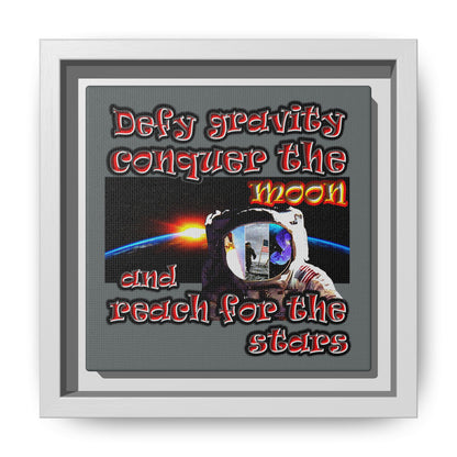 defy conquer reach - framed canvas art (dark grey)