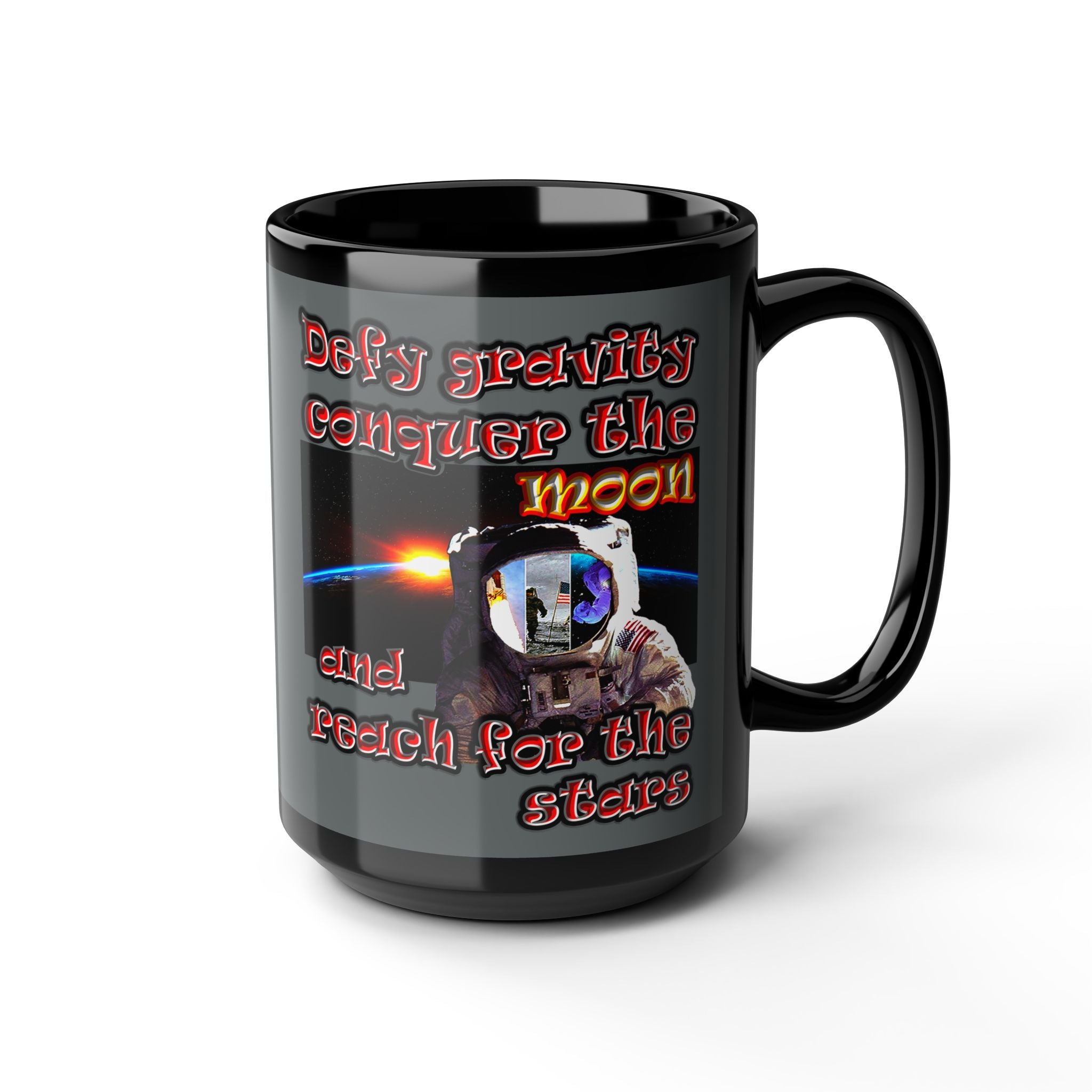 defy conquer reach - Black Mug (dark grey)