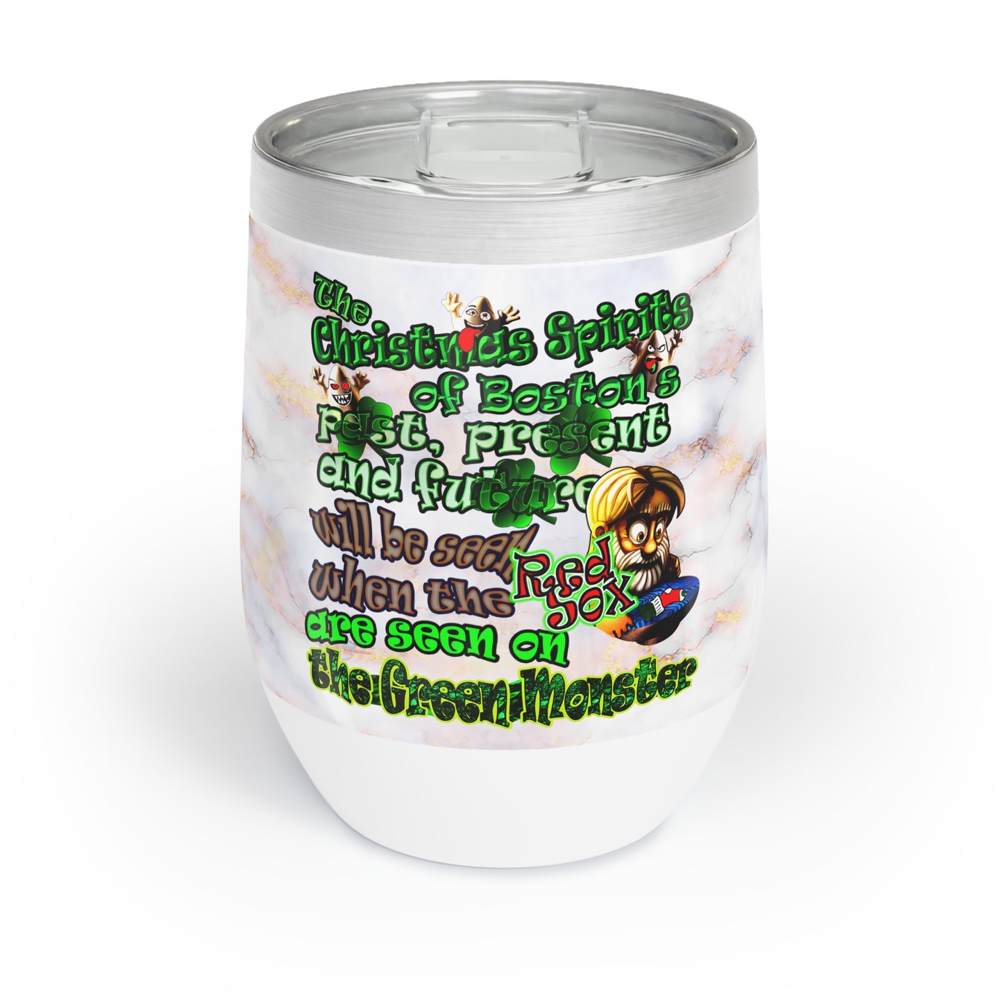 christmas spirits of boston - Chill Wine Tumbler (white marble)