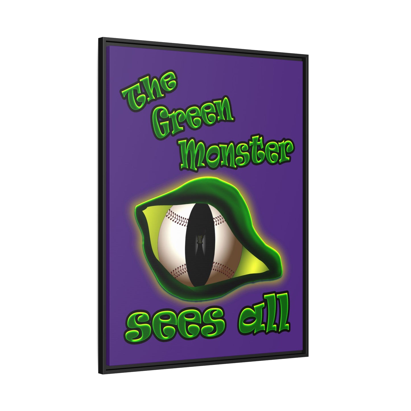 green monster - framed canvas art (purple)