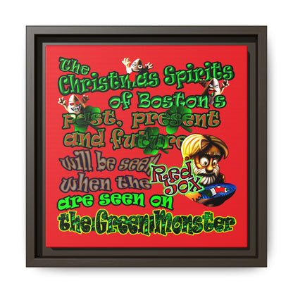 christmas spirits of boston - framed canvas art (red)