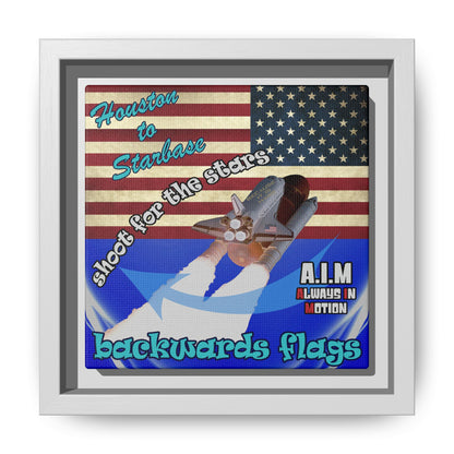 shoot for the stars - framed canvas art (blue-white wave)