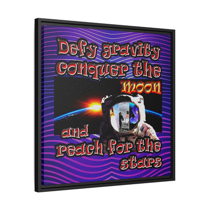 defy conquer reach - framed canvas art (purple wave)