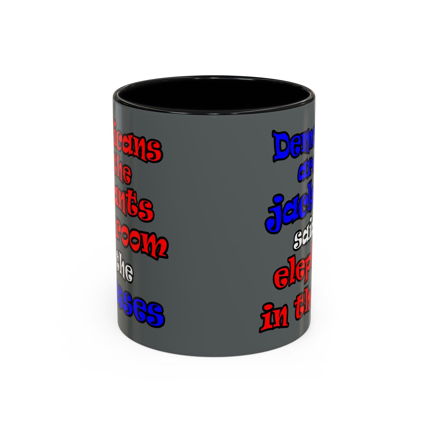 donkeys and elephants - Accent Mug (dark grey)