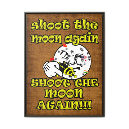shoot the moon again - framed canvas art (brown papyrus)