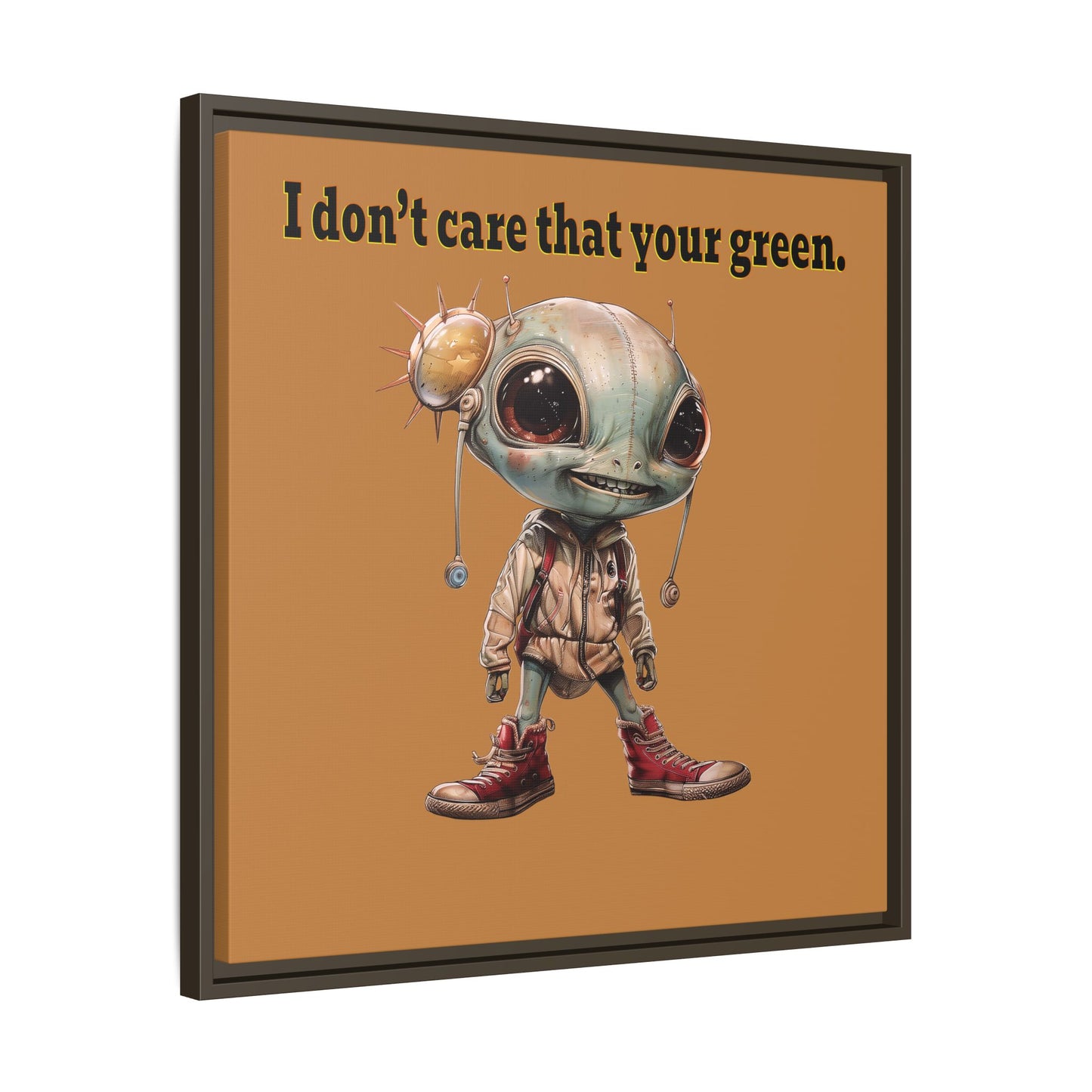 I don't care that your green - framed canvas art (light brown)