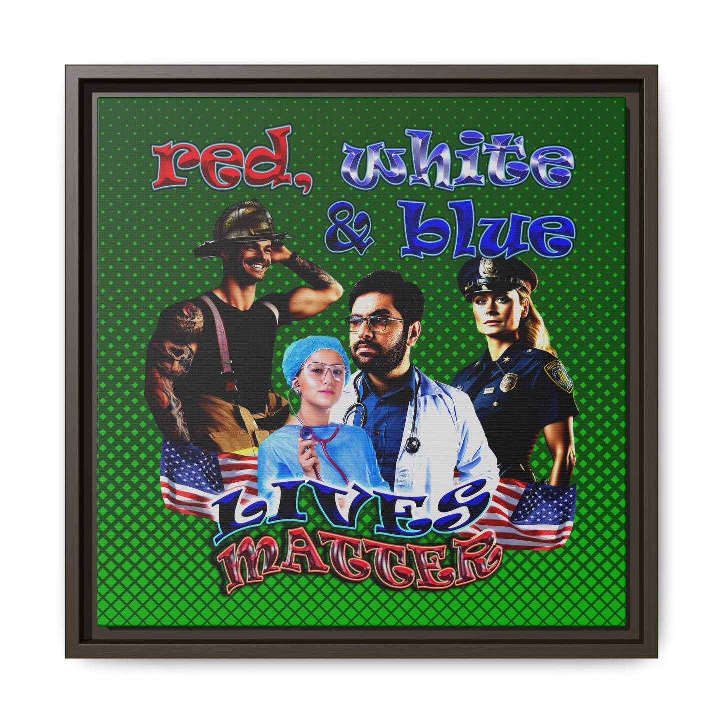 rw&b lives matter - framed canvas art (logo green)