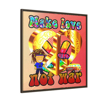 love peace - framed canvas art (yellow-orange wave)