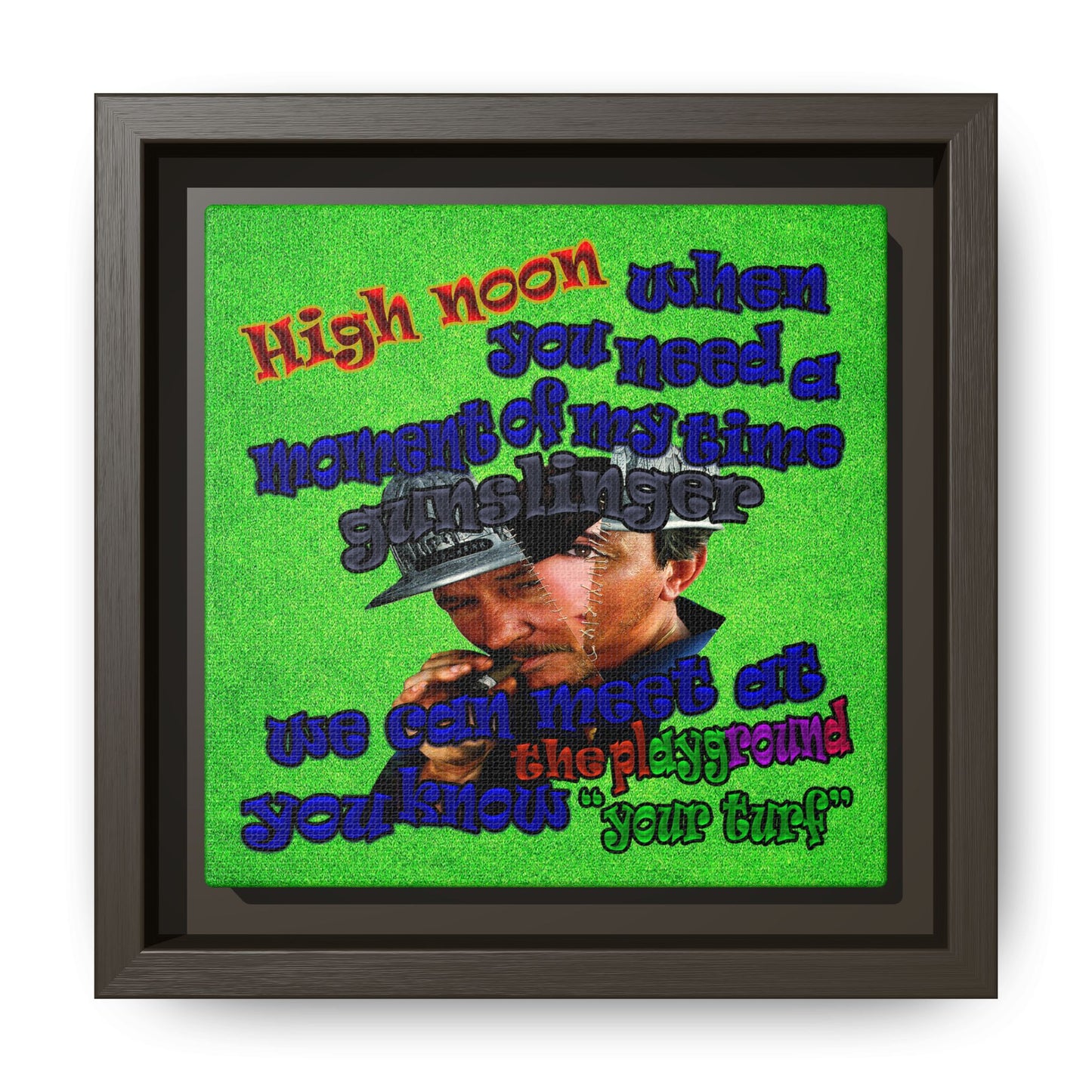 high noon - framed canvas art (green turf)