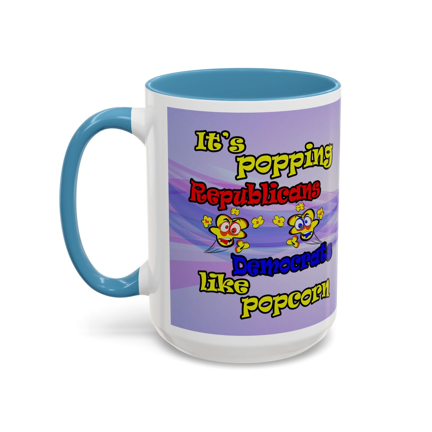 popping like popcorn - Accent Mug (light blue-pink wave)