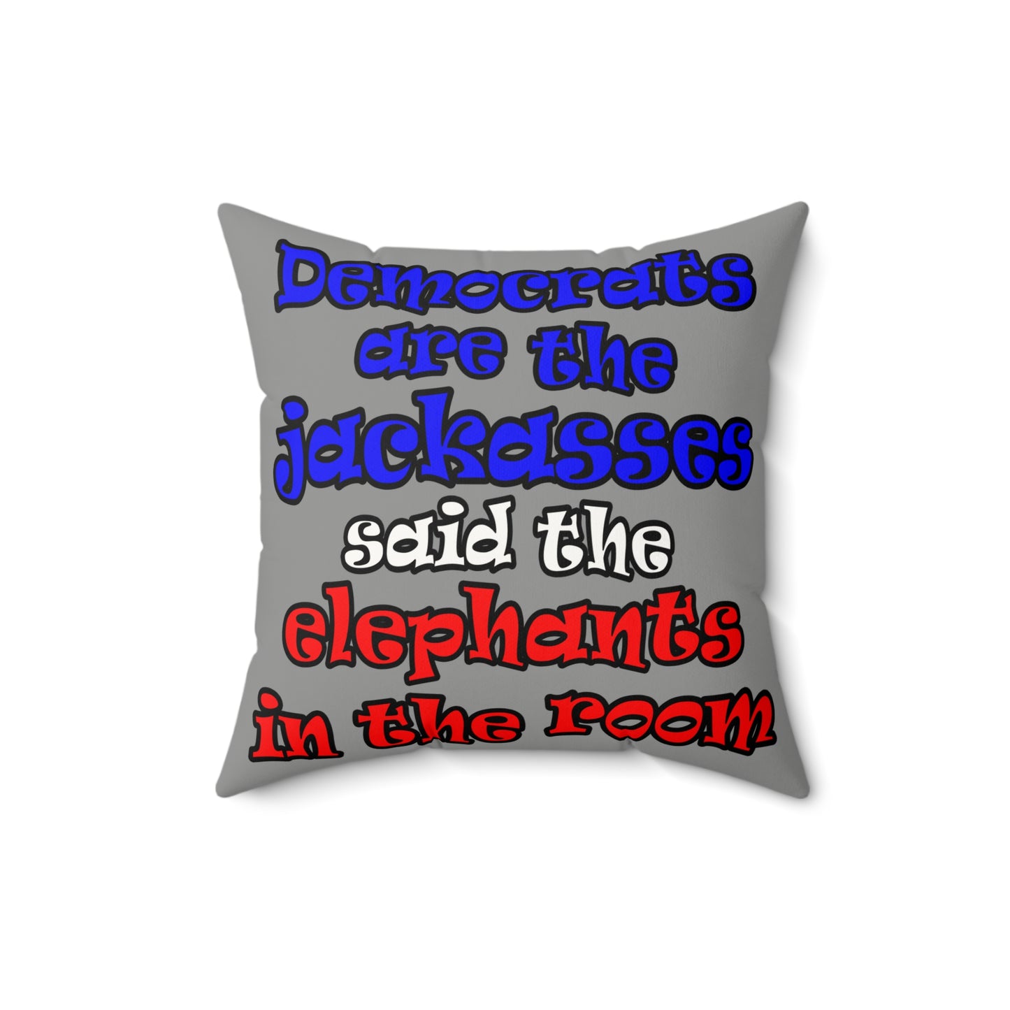 donkeys and elephants - Faux Suede Square Pillow - (grey)