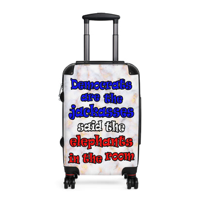 donkeys and elephants - Suitcase (white marble)