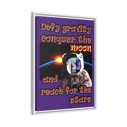 defy conquer reach - framed canvas art (purple)