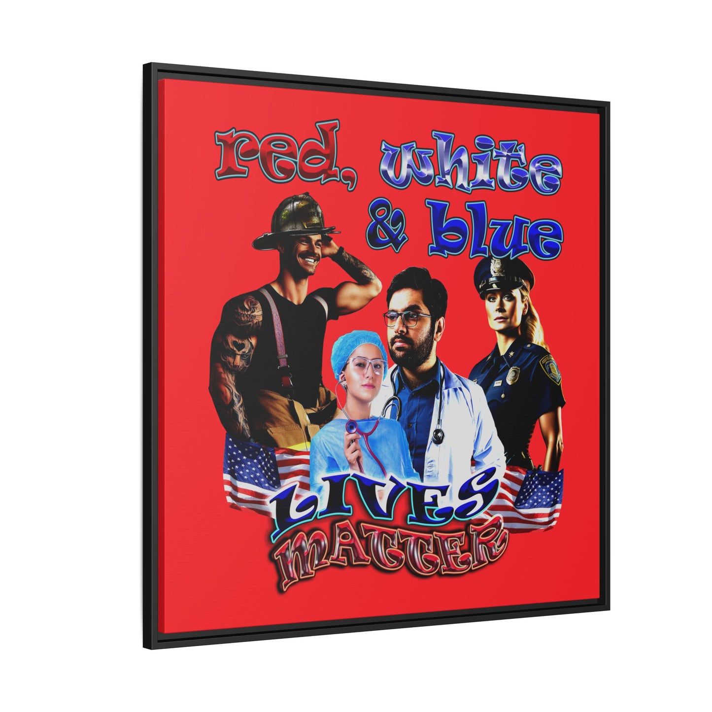 rw&b lives matter - framed canvas art (red)