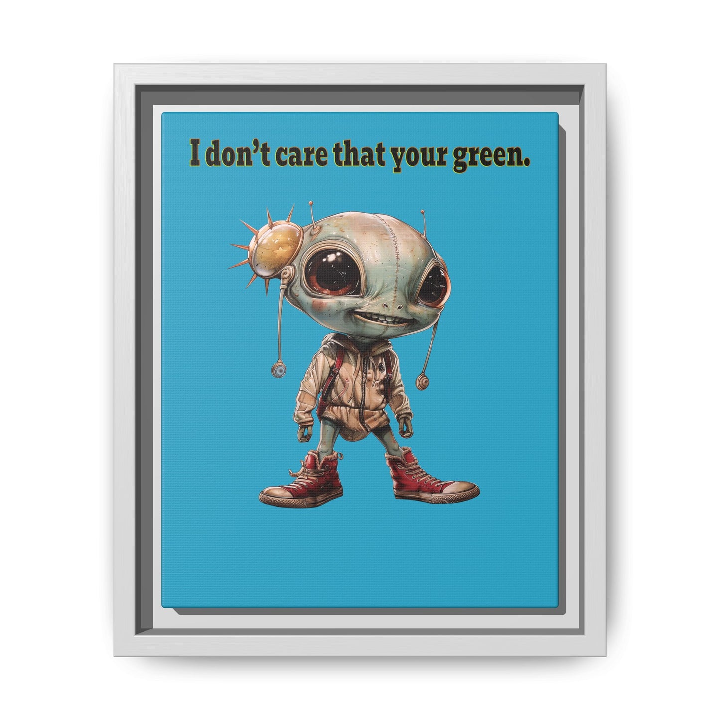 I don't care that your green - framed canvas art (turquoise)