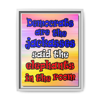 donkeys and elephants - framed canvas art (color blur)