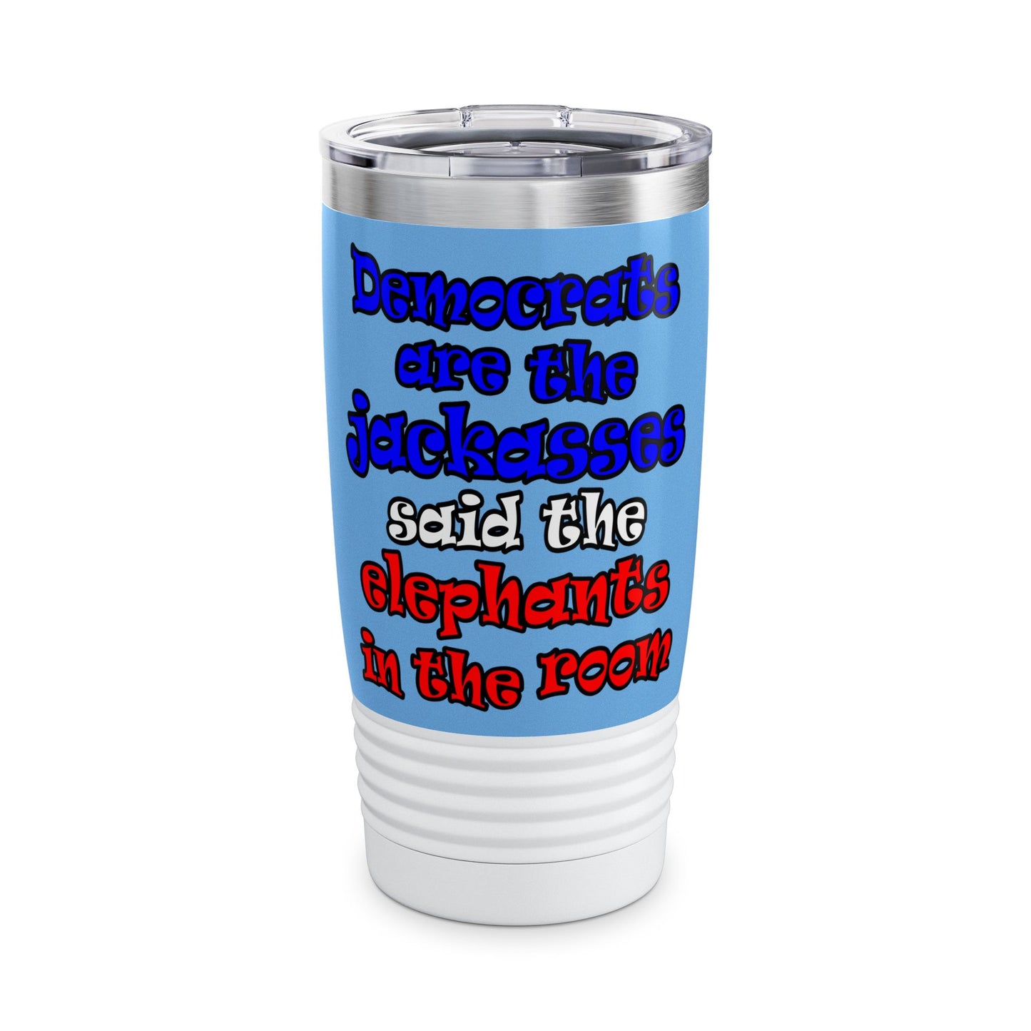 donkeys and elephants - Ringneck Tumbler, 20oz (light blue)