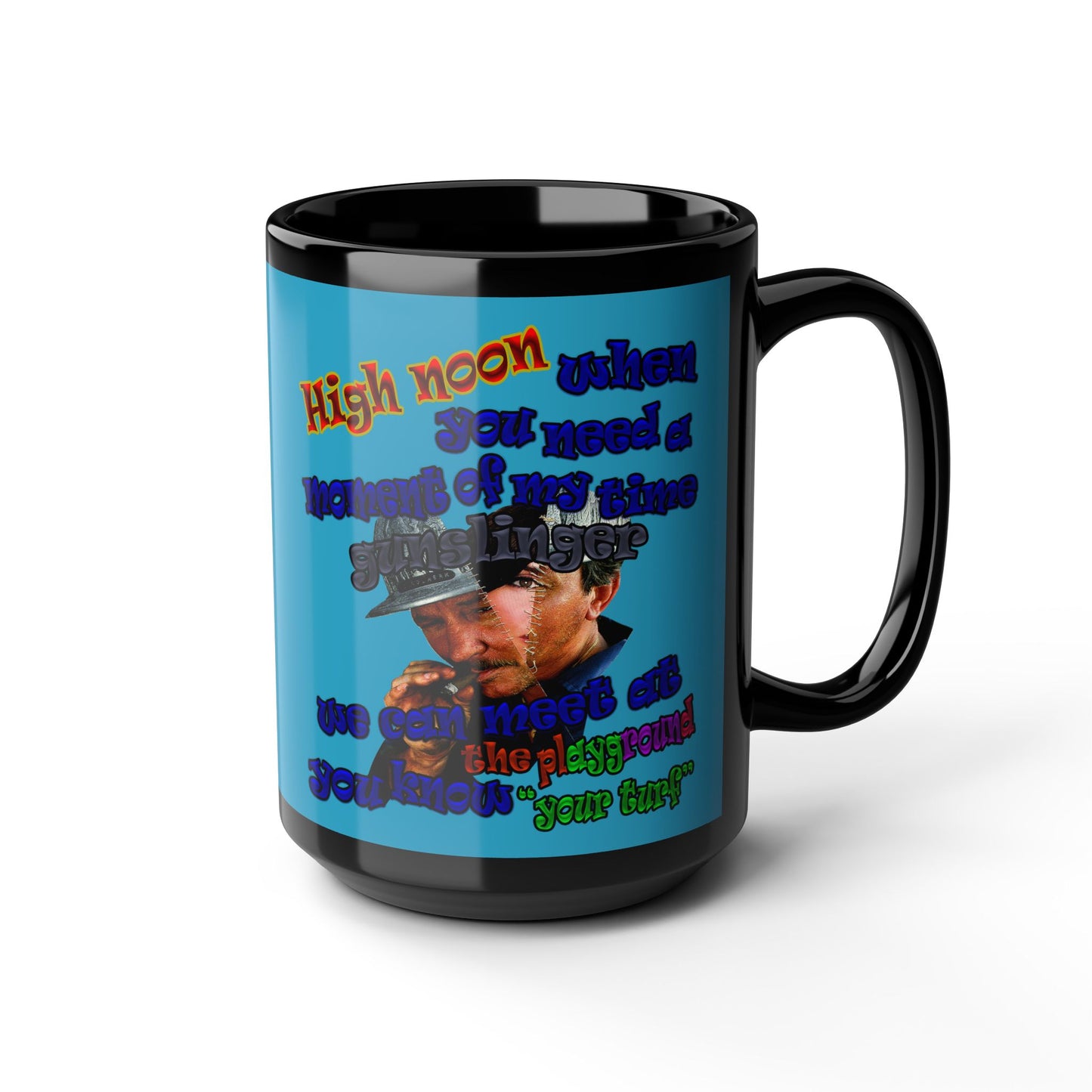 high noon - Black Mug (turquoise)