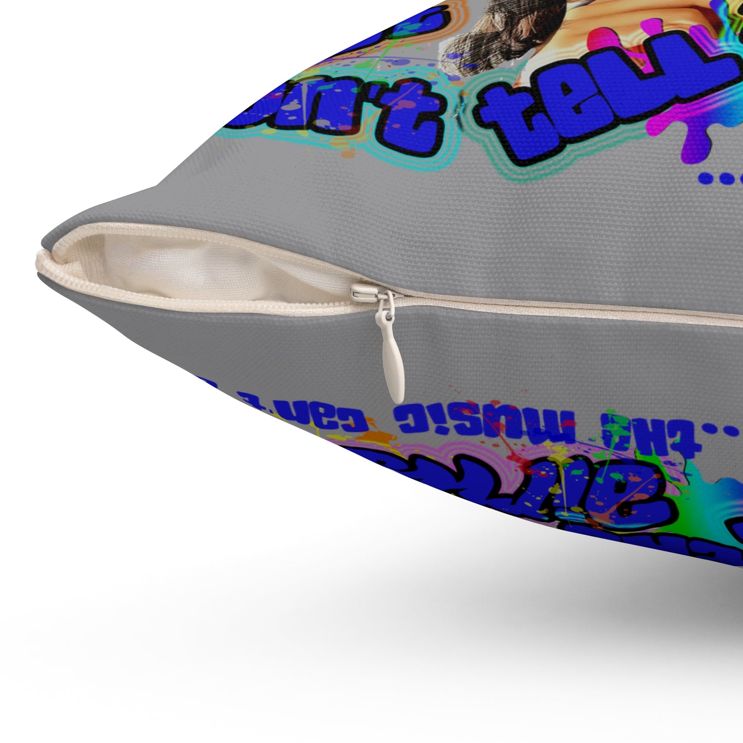 drop the beat - Spun Polyester Square Pillow - (grey)