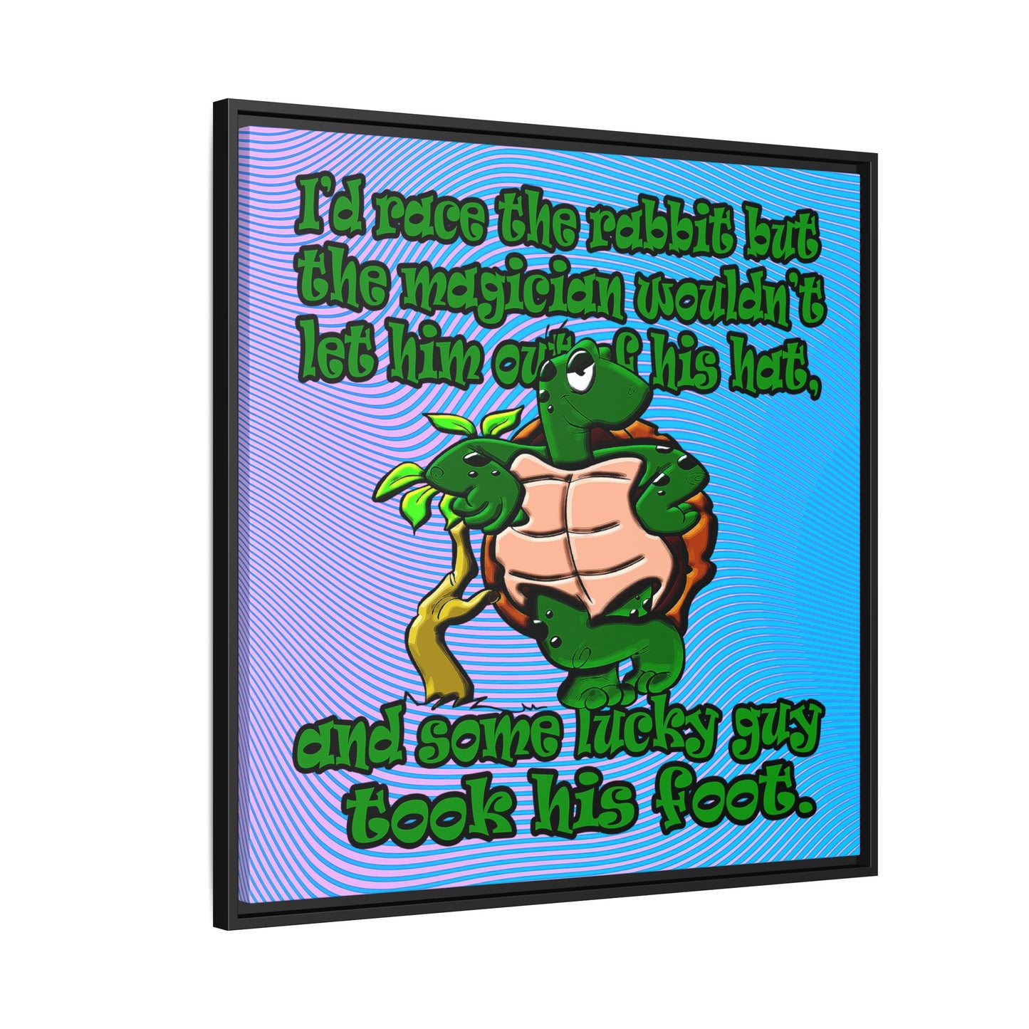 turtle race - framed canvas art (light blue-purple wave)