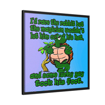 turtle race - framed canvas art (light blue-purple wave)