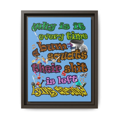 the bum's shit - framed canvas art (light blue)