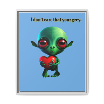 I don't care that your grey - framed canvas art (light blue)
