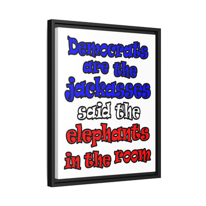 donkeys and elephants - framed canvas art (white)