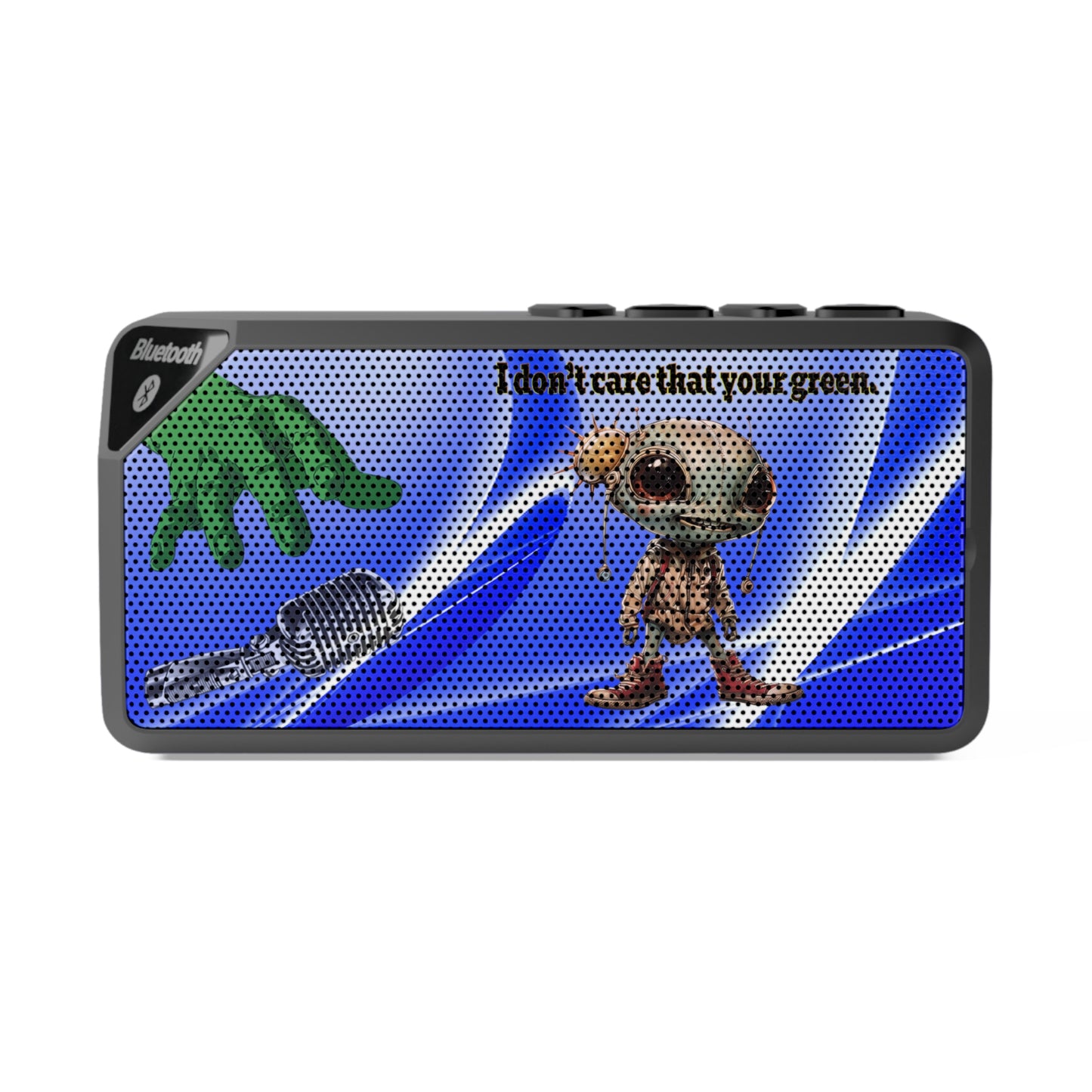 I don't care that your green - Jabba Bluetooth Speaker (blue-white wave)