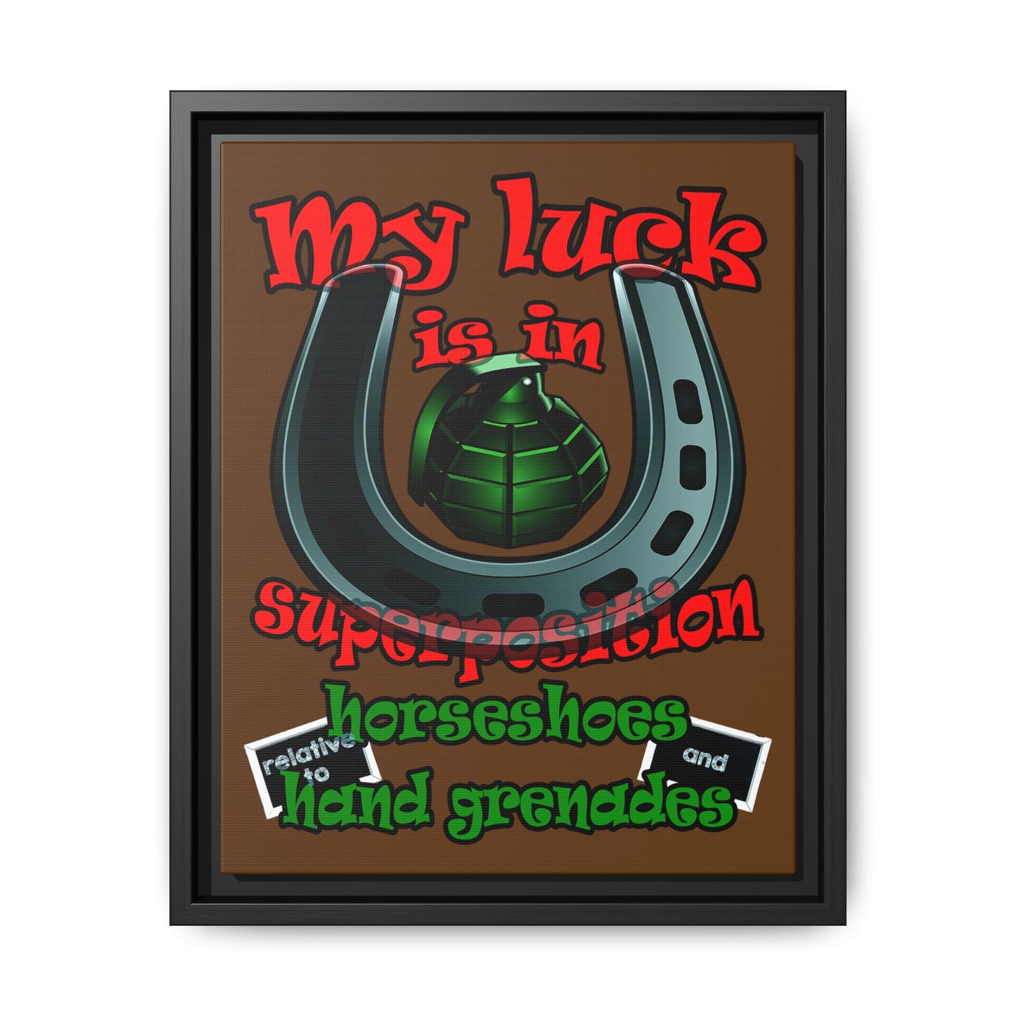 my luck - framed canvas art (brown)