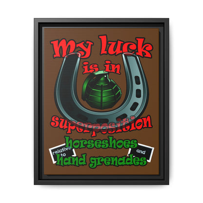 my luck - framed canvas art (brown)
