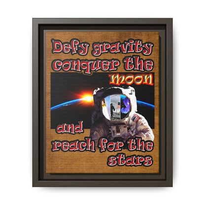 defy conquer reach - framed canvas art (brown papyrus)