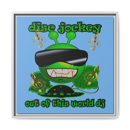 disc jockey - framed canvas art (light blue)