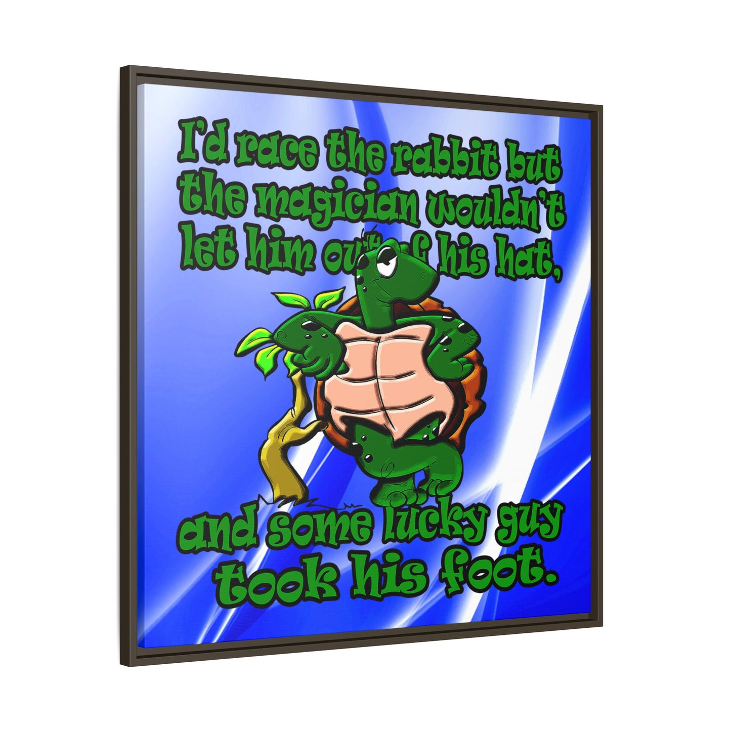 turtle race - framed canvas art (blue-white wave)