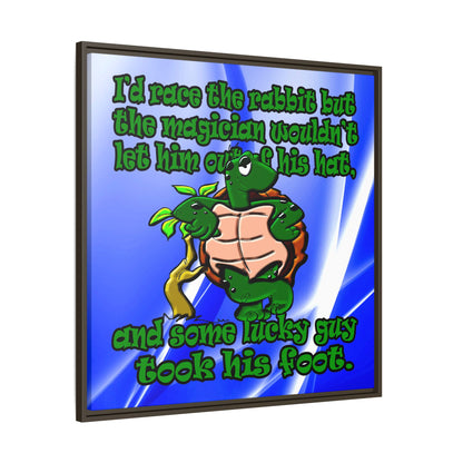 turtle race - framed canvas art (blue-white wave)