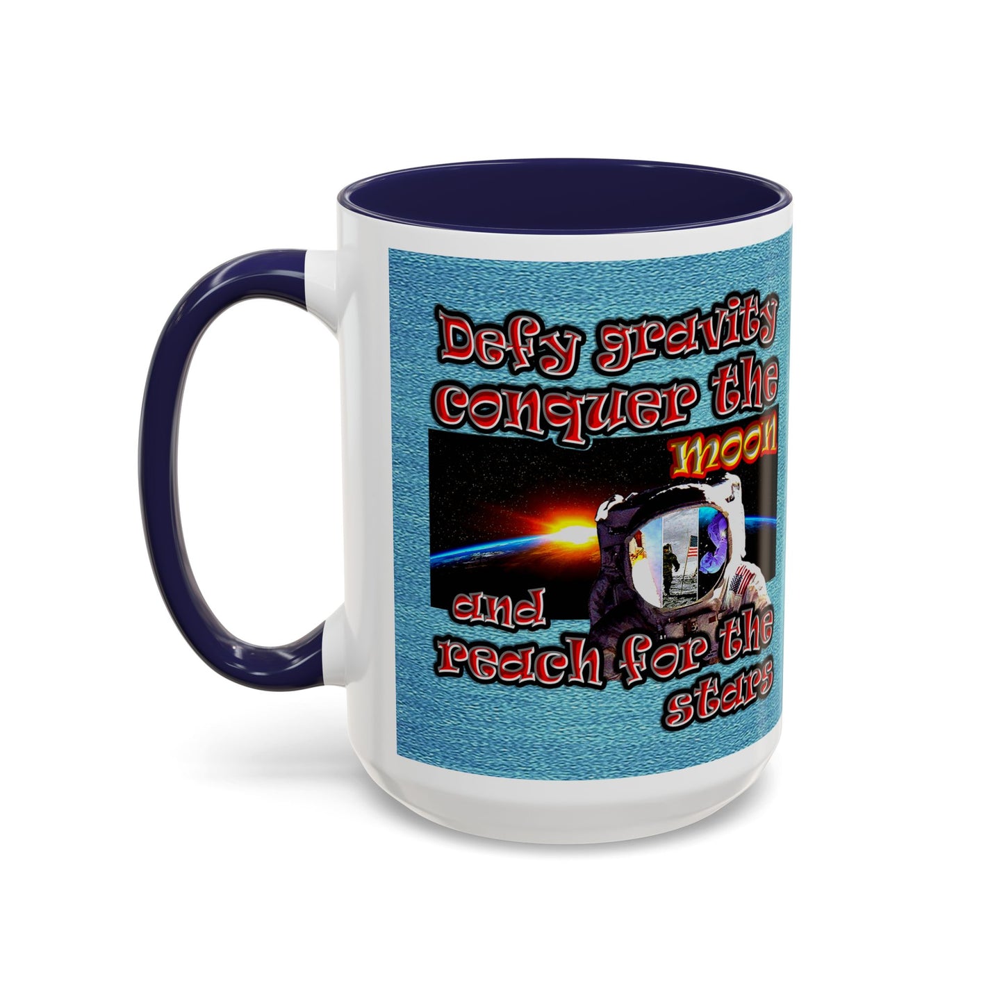 defy conquer reach - Accent Mug (faded blue)