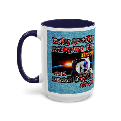 defy conquer reach - Accent Mug (faded blue)