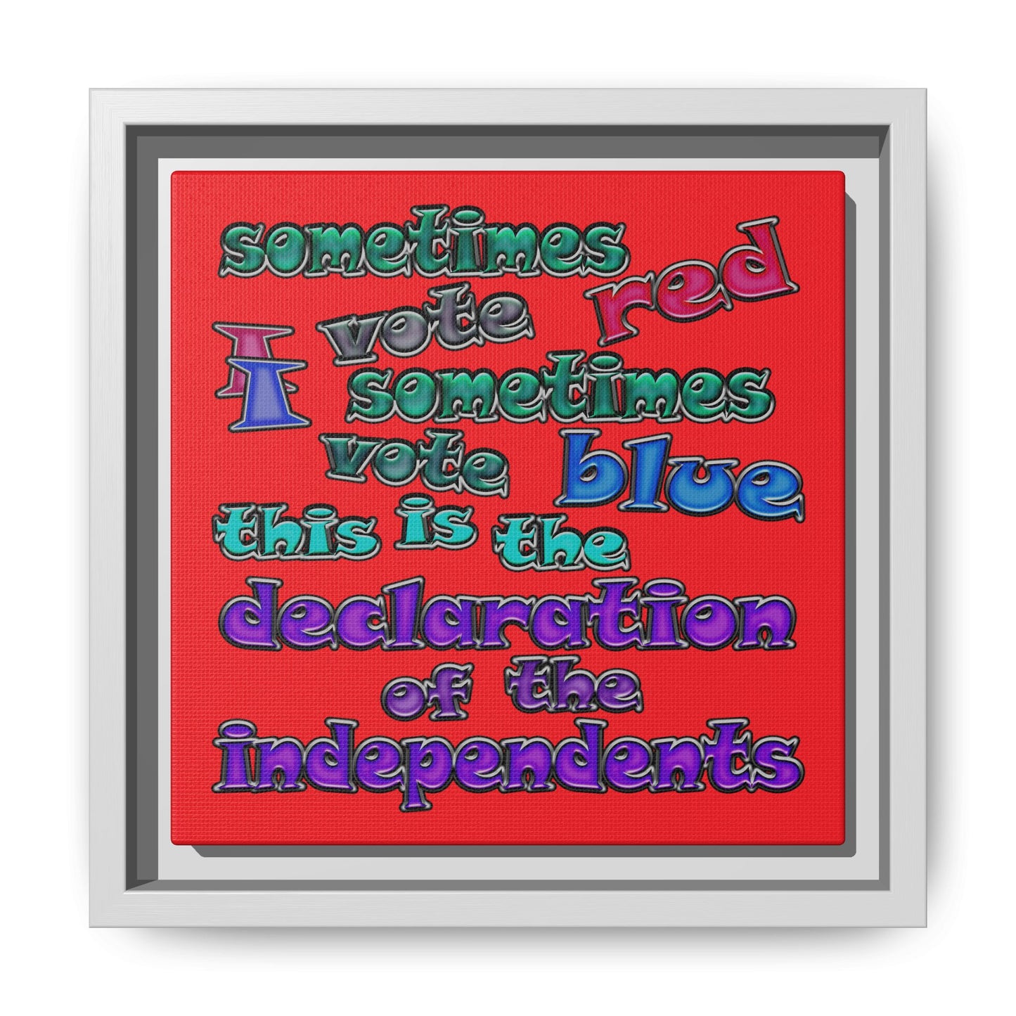 declaration of the independents - framed canvas art (red)