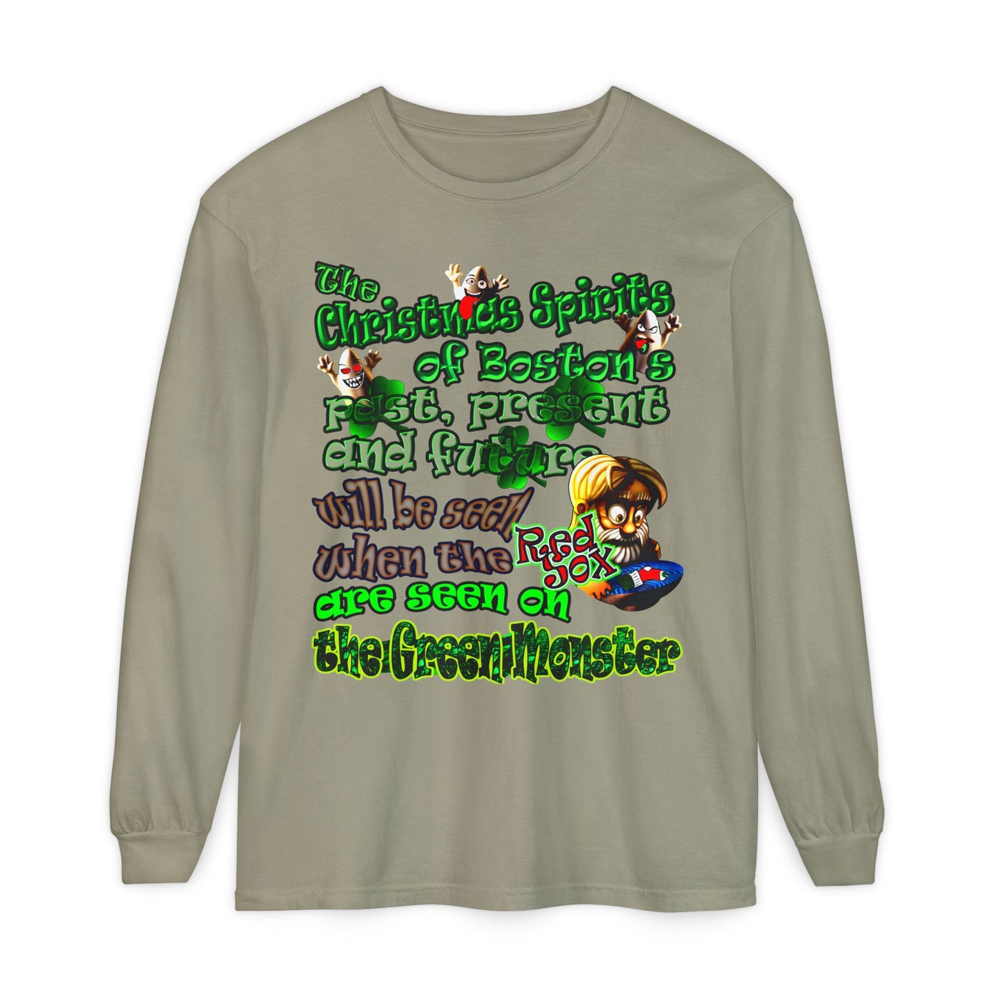 christmas spirits of boston - Unisex Garment-dyed Long Sleeve T-Shirt