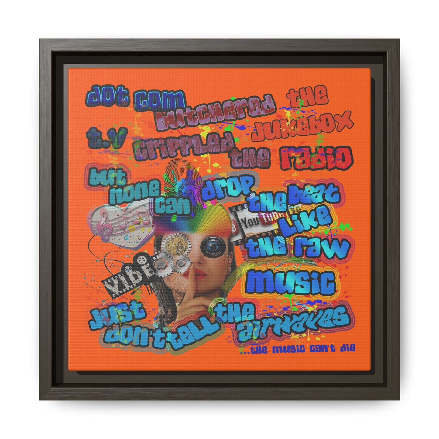 drop the beat - framed canvas art (orange)