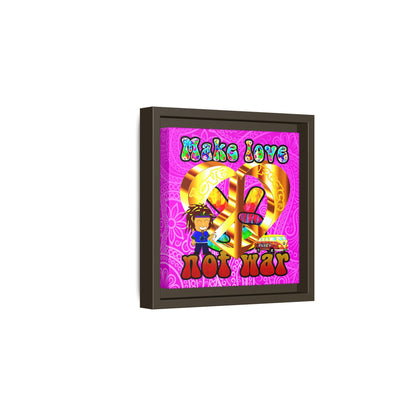 love peace - framed canvas art (pink swirl)