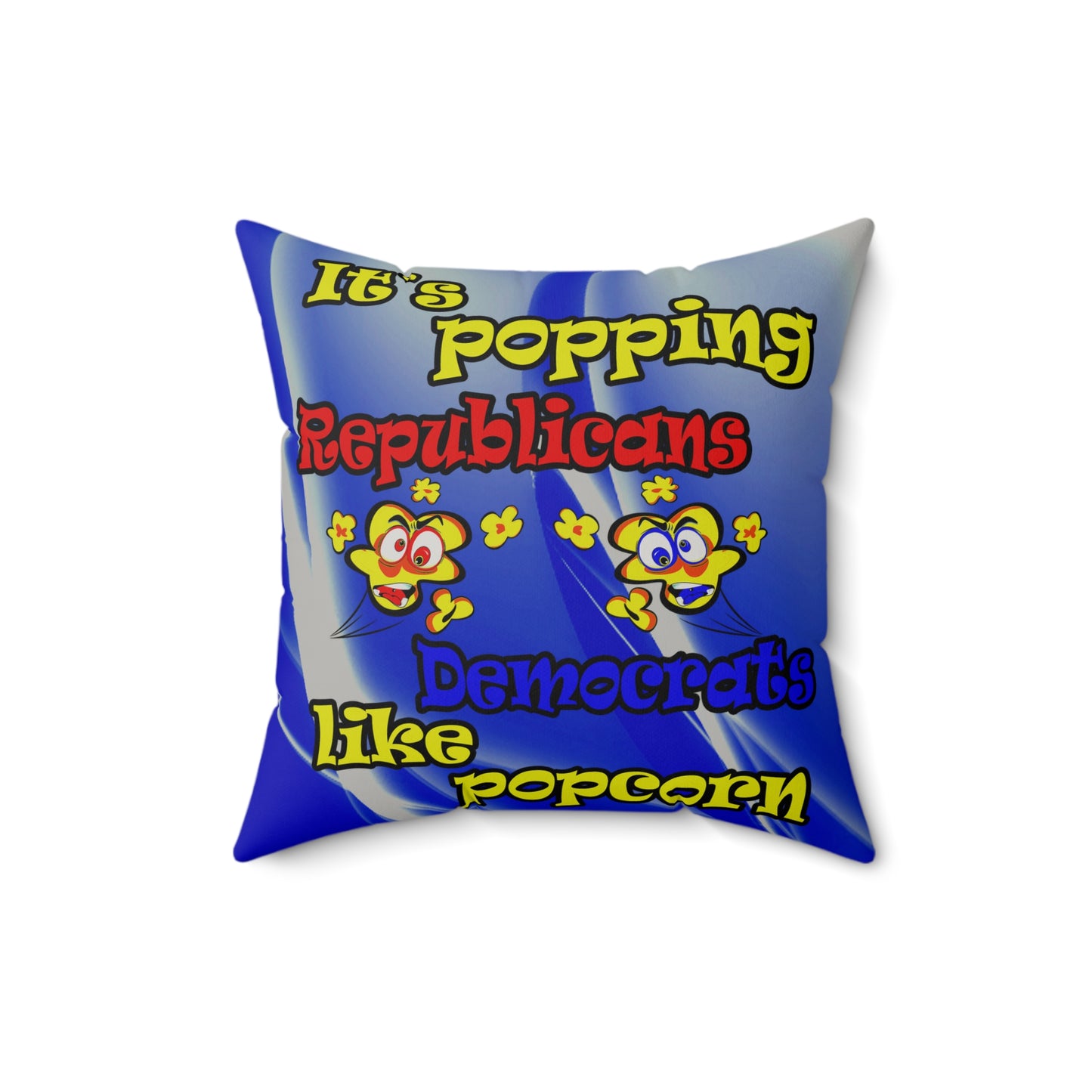 popping like popcorn - Faux Suede Square Pillow - (blue-white wave)