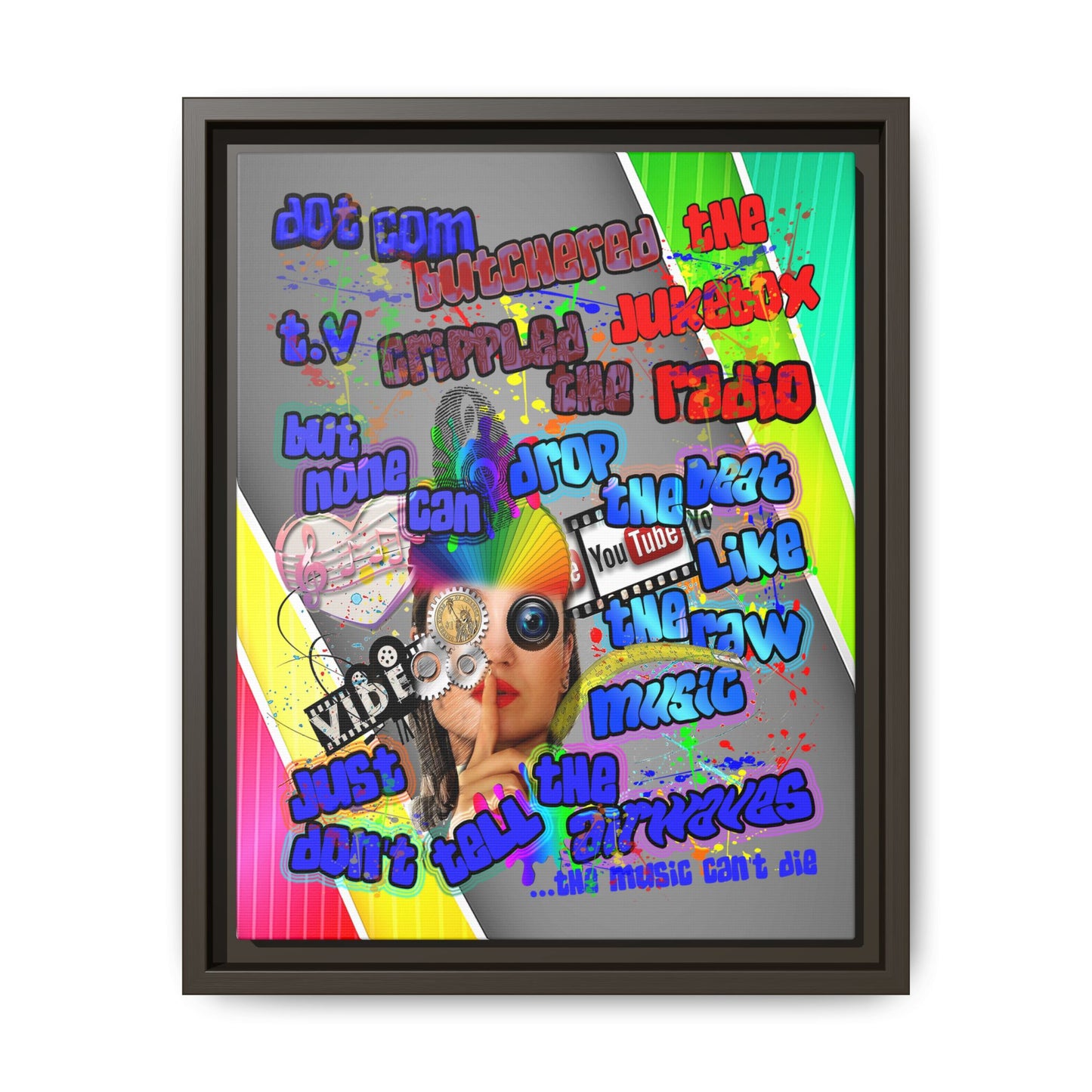drop the beat - framed canvas art (rainbow split)