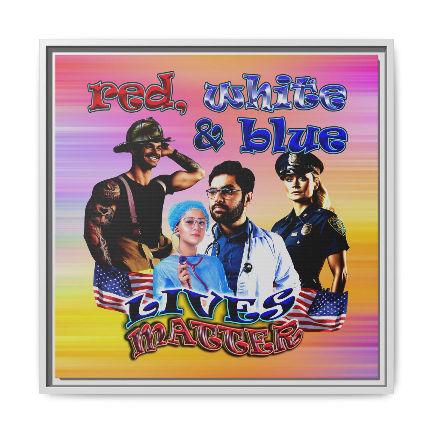 rw&b lives matter - framed canvas art (color blur)
